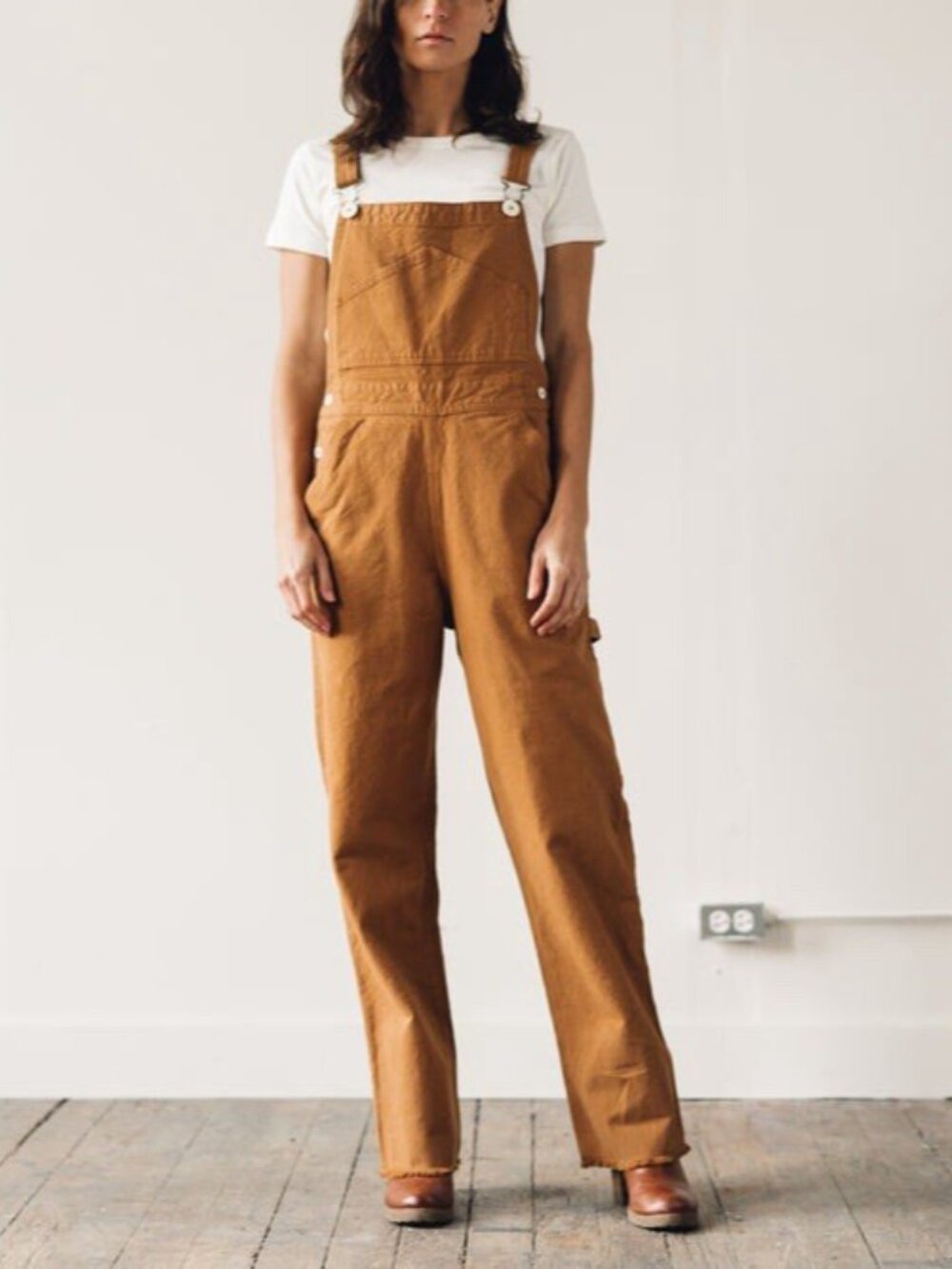Jesse Kamm Overalls XS Womens Cork Rust Orange Cotton Pockets Hammer Loop